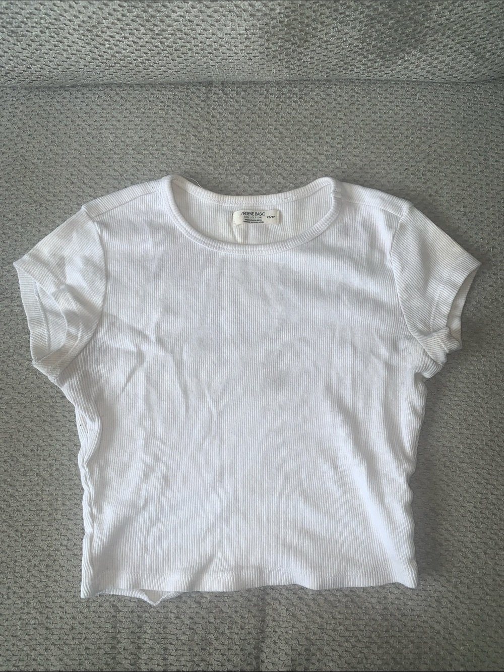 Ardene White Ribbed Short Sleeve Kids Tee